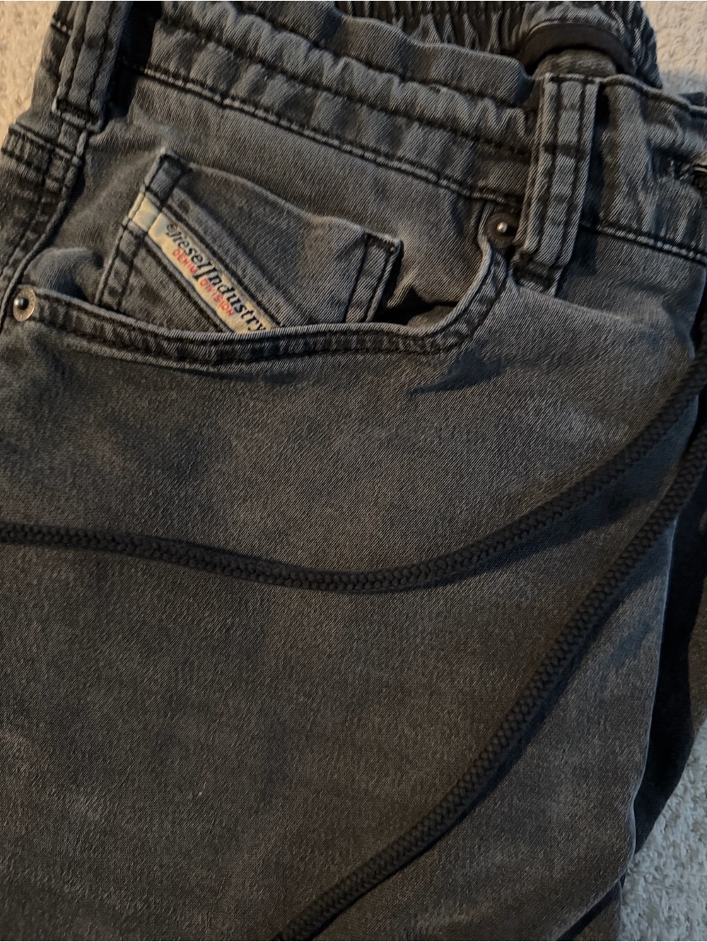 Diesel Men’s Charcoal Slim Straight Jeans